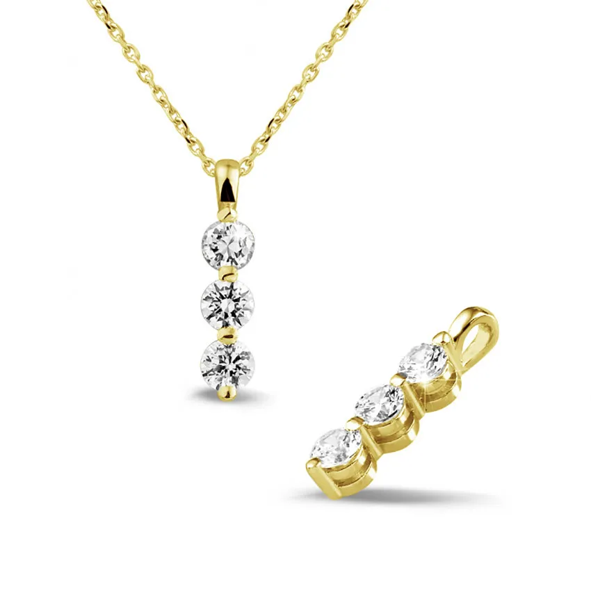 0.75 quilates trilogía colgante diamante en oro amarillo 