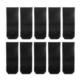 10 Sets 1 Hook 3 Row Bra Extenders Elastic Bra Strap Extension Black