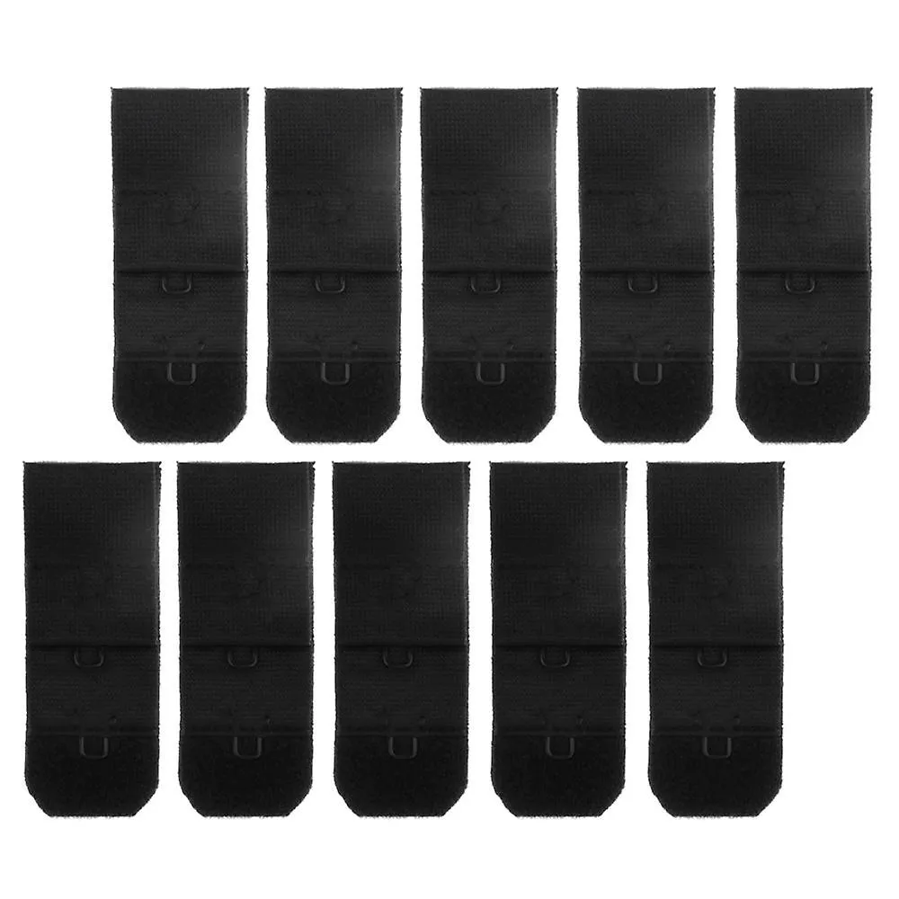 10 Sets 1 Hook 3 Row Bra Extenders Elastic Bra Strap Extension Black