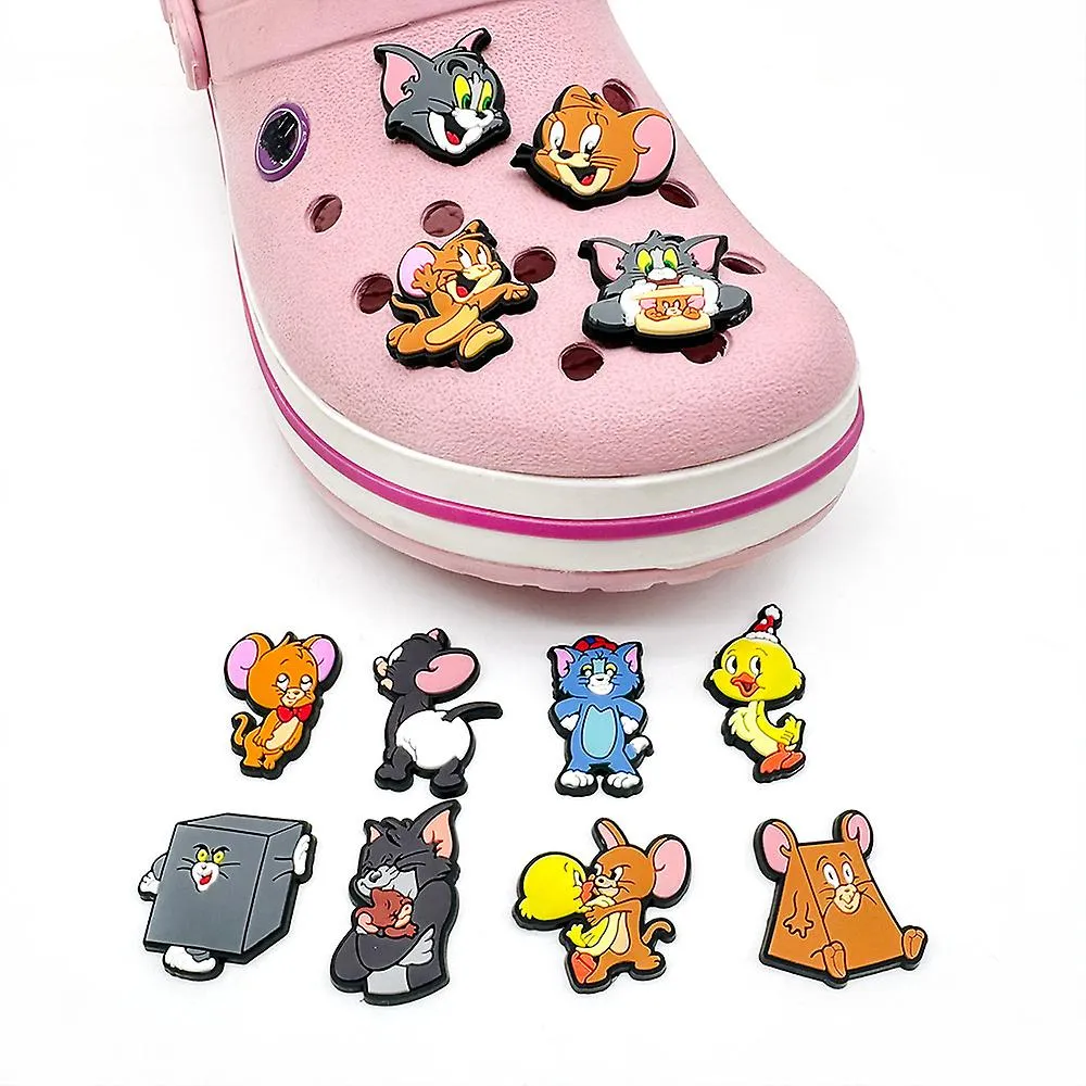 12Pcs Tom and Jerry Cartoon Shoes Charms For Croc Clog Sandals Decoration Accessories Gifts