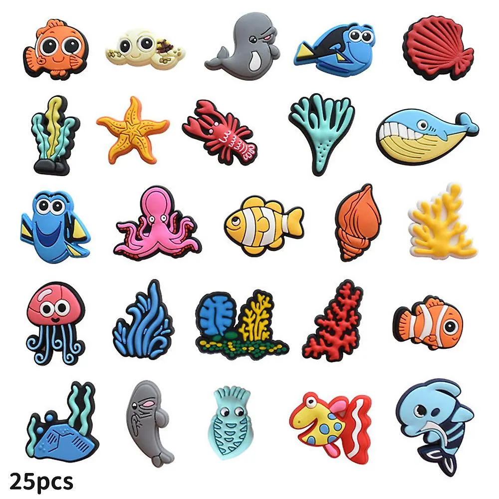 25pcs Finding Nemo Theme Cartoon Shoe Charms For Croc Clog Shoes Decoration Sandals Accessories Kids Adults Party Favors Gift