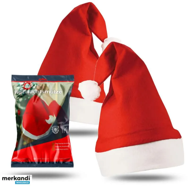 2X Gorro de Papá Noel - Gorro de Navidad rojo - para adultos niños