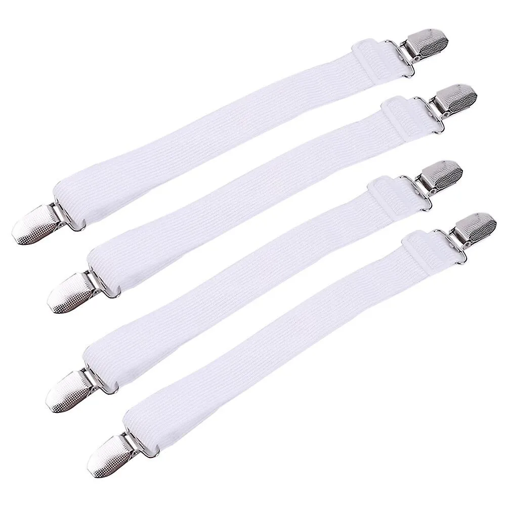 4pcs Multipurpose Bed Sheet Fasteners Adjustable Suspenders Gripper Elastic Strap With Clips For Bed Sheets Mattress Covers