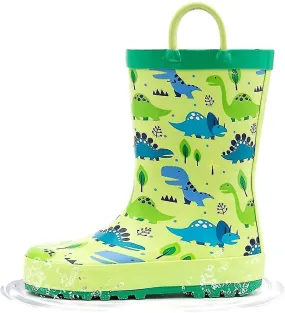 Adorables botas de lluvia de goma impermeables impresas para niños pequeños y niños