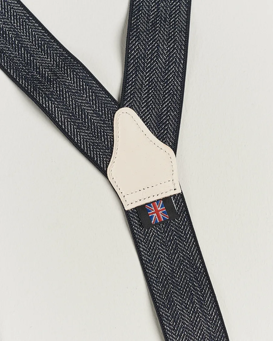 Albert Thurston Elastic Herringbone Braces 35mm Blue