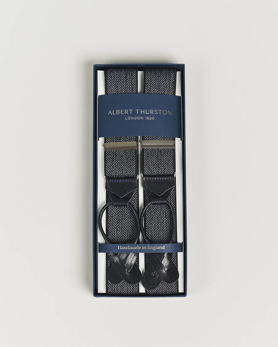 Albert Thurston Elastic Herringbone Braces 35mm Blue