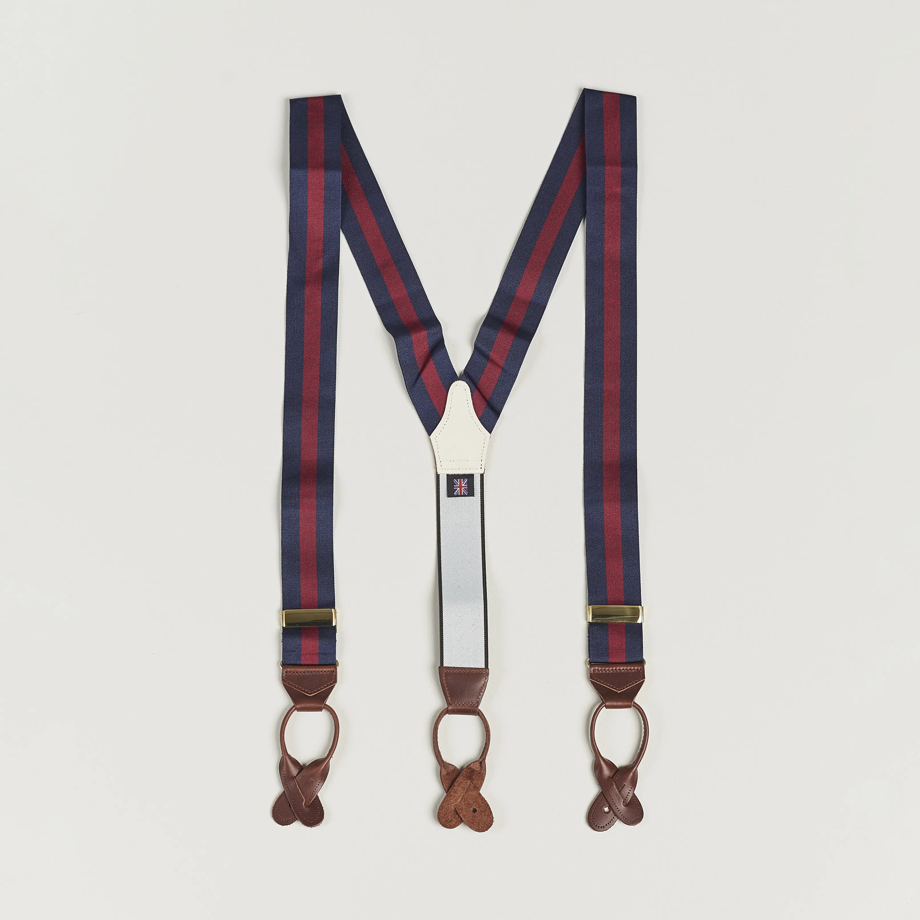 Albert Thurston Elastic Wide Stripe Braces 40mm Navy/Wine