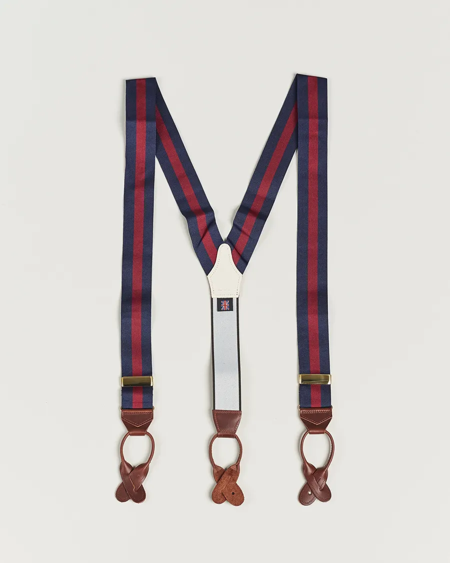 Albert Thurston Elastic Wide Stripe Braces 40mm Navy/Wine