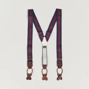 Albert Thurston Elastic Wide Stripe Braces 40mm Navy/Wine