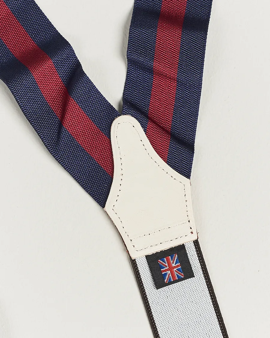 Albert Thurston Elastic Wide Stripe Braces 40mm Navy/Wine