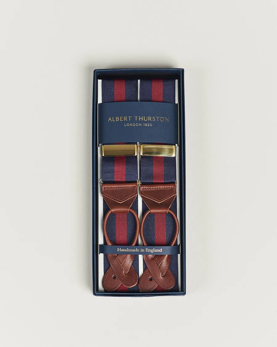 Albert Thurston Elastic Wide Stripe Braces 40mm Navy/Wine