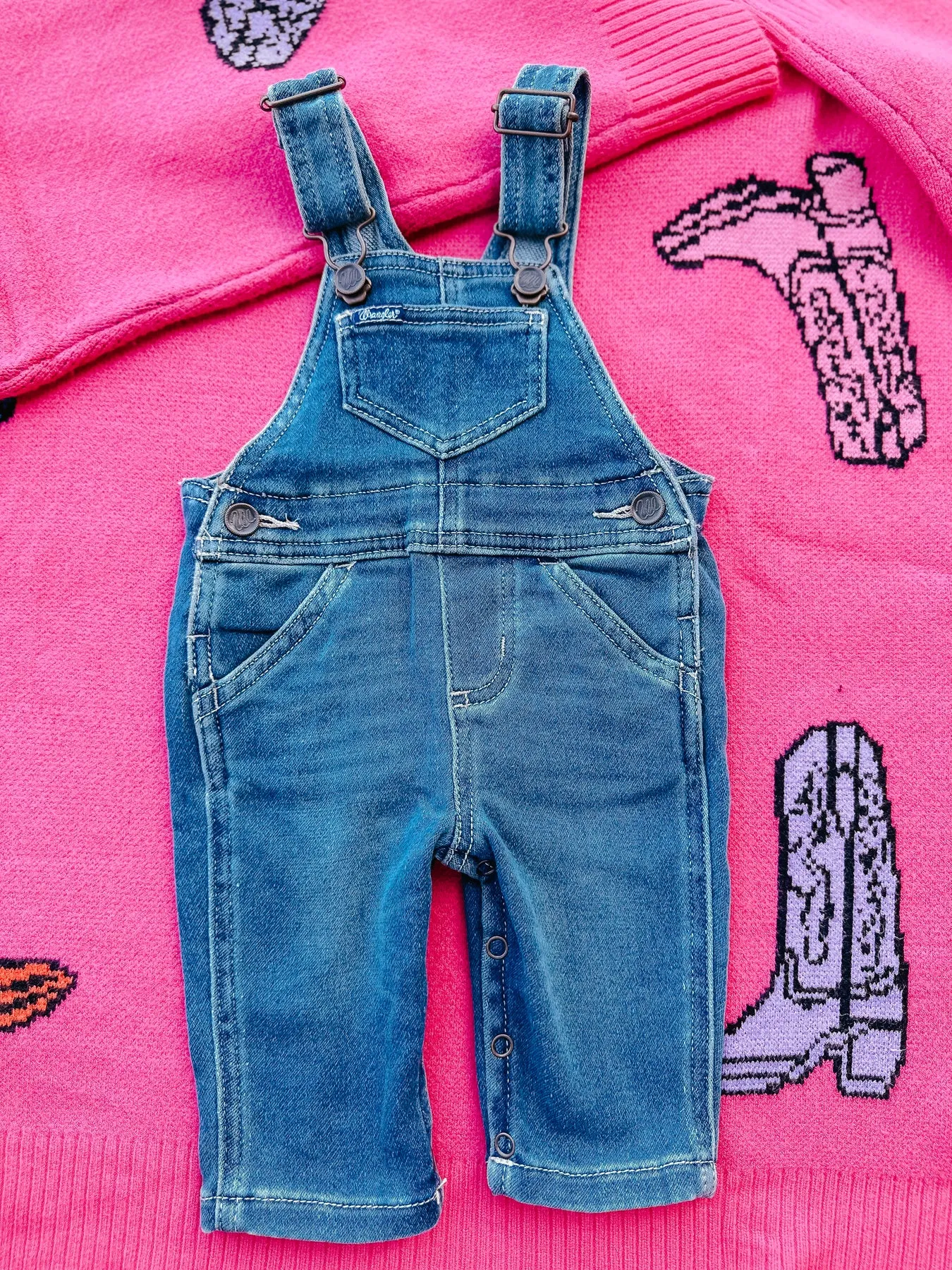 Baby Girl Wrangler Myra Light Wash Overalls-