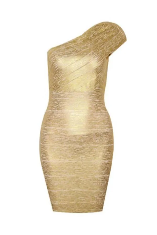 Bandage Oro de noche corto vestido lujo