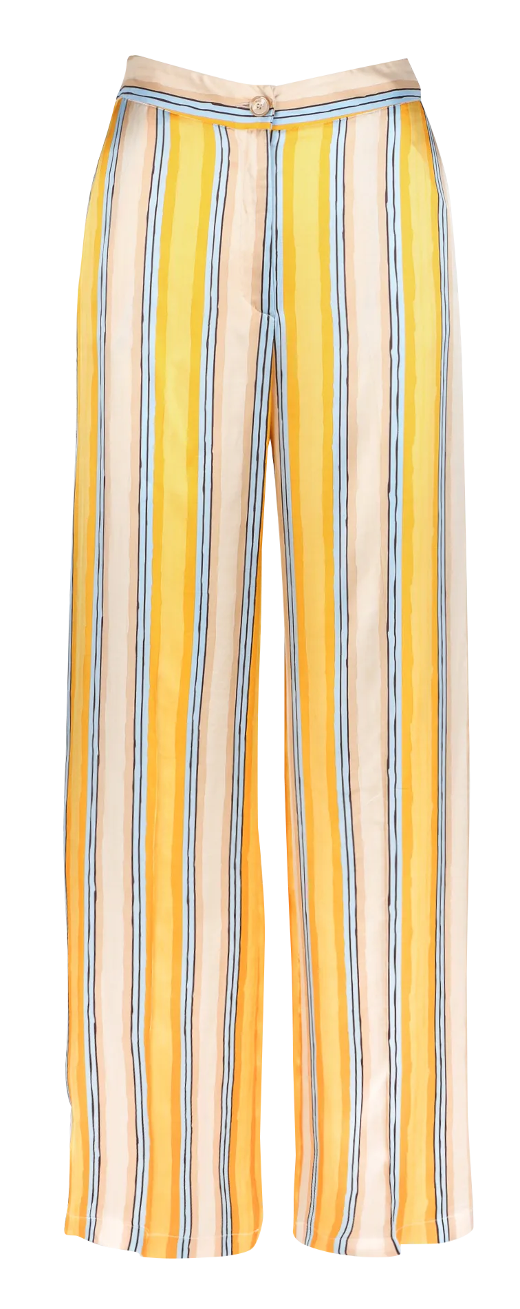 BLASY - Pantalón vaporoso satinado de rayas en amarillo