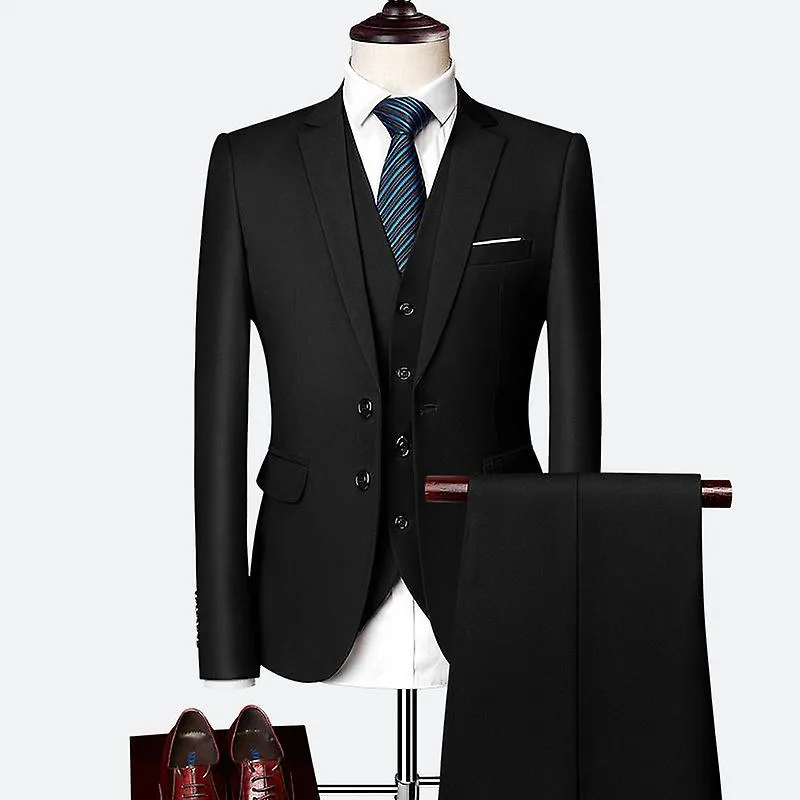 Blazer de 3 piezas para hombre, vestido de noche slim fit de un solo botón, pantalones de chaleco de chaqueta y juego de corbata