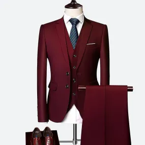 Blazer de 3 piezas para hombre, vestido de noche slim fit de un solo botón, pantalones de chaleco de chaqueta y juego de corbata