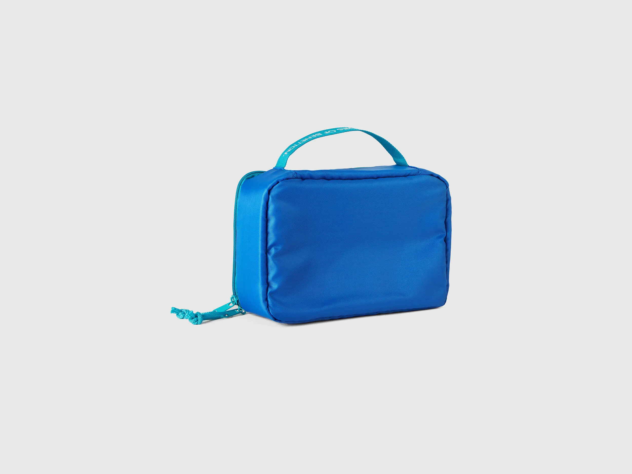 Blue travel toiletry bag with hook