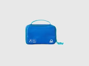 Blue travel toiletry bag with hook