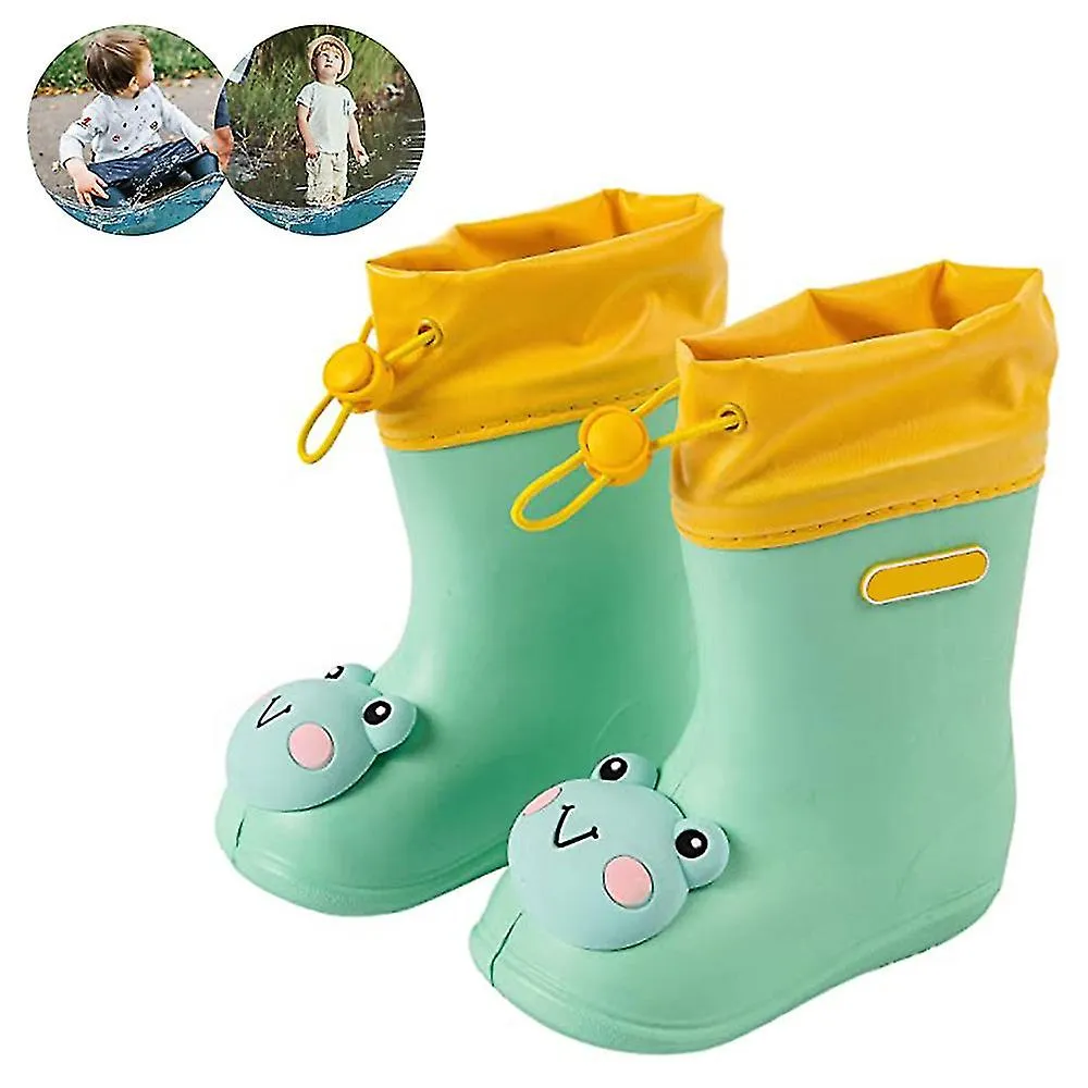 Botas de lluvia para niños Niños Niñas Botas de goma Huellas de dinosaurios Banda elástica antideslizante Zapatos impermeables