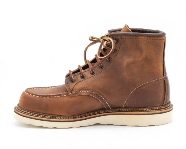 Botas de trabajo Red Wing cuero marrón engrasado con plantillas acolchadas