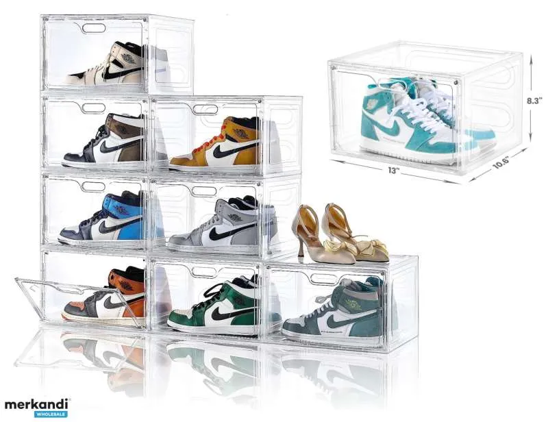 Cajas de zapatos apilables de plástico transparente de 28x36x21 cm, organizador de zapatos grande con tapas, contenedores de zap