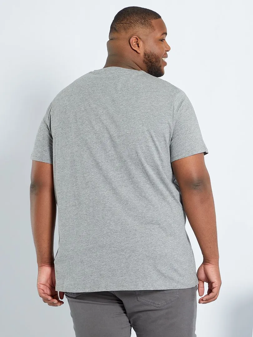 Camiseta con cuello de pico - GRIS