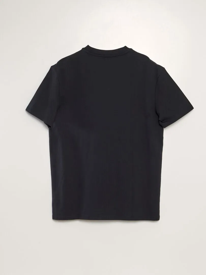 Camiseta de algodón con cuello redondo - negro