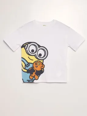 Camiseta de algodón con cuello redondo 'Minions' - BLANCO