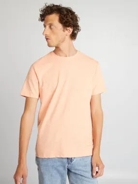 Camiseta de jacquard con cuello redondo - NARANJA