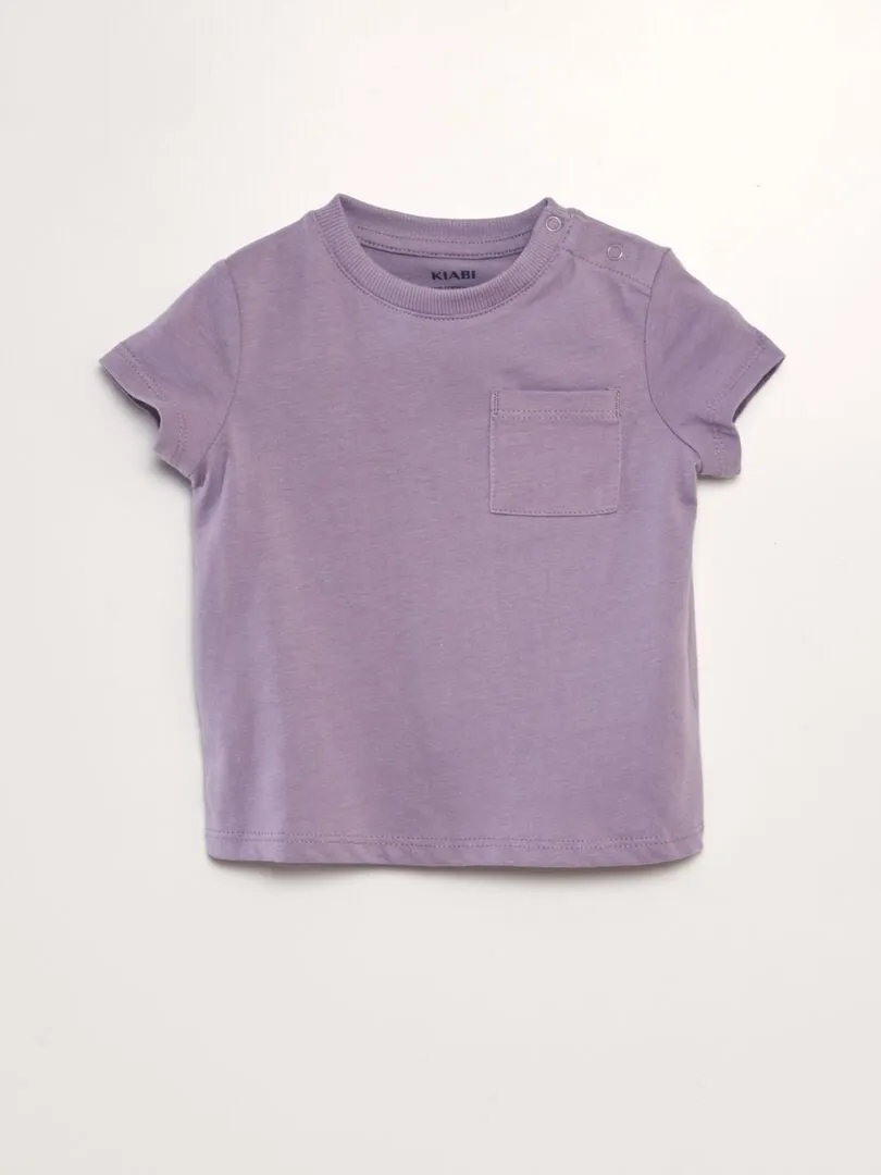 Camiseta de manga corta con bolsillos - PURPURA