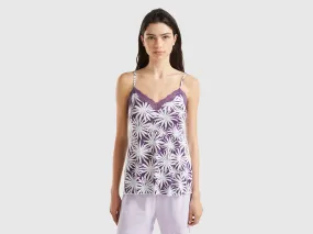 Camiseta de tirantes de flores de viscosa elástica