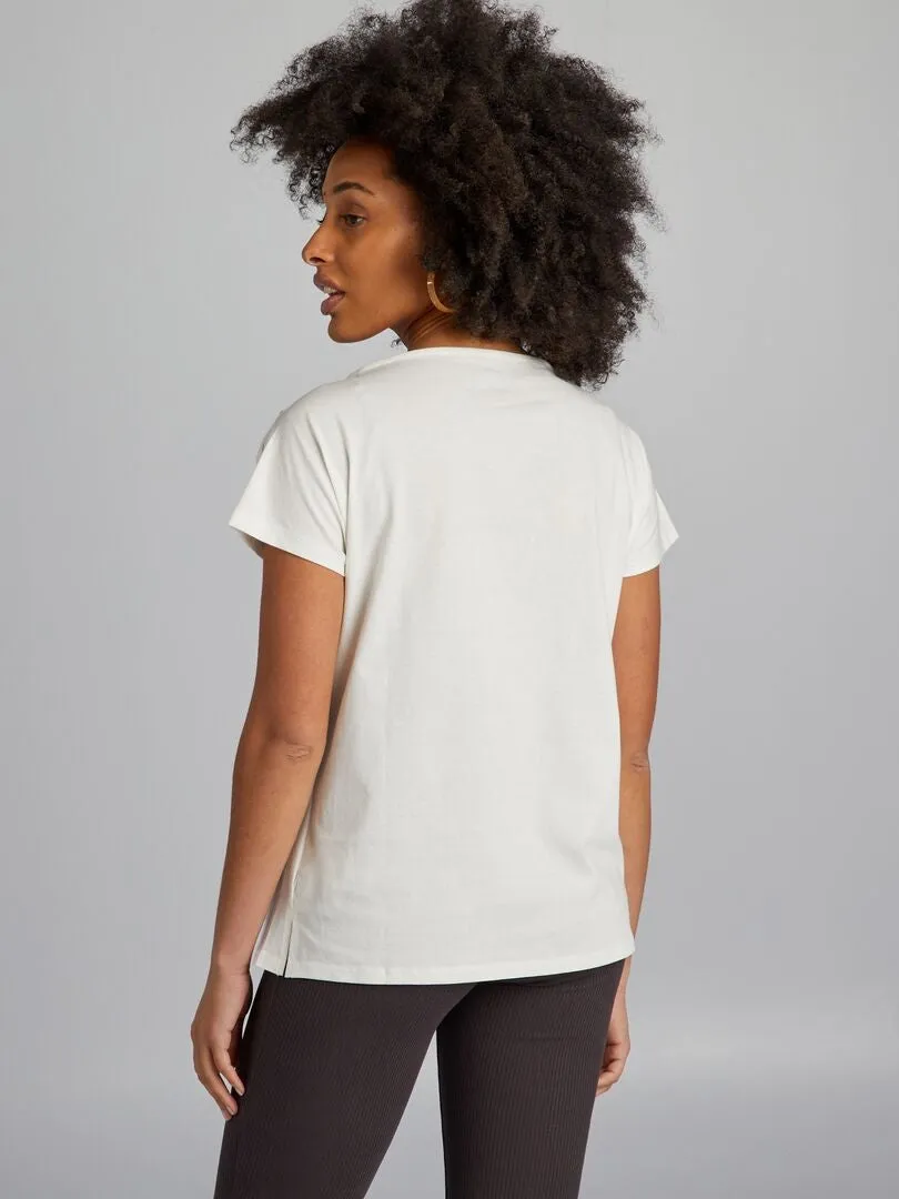 Camiseta lactancia con cuello abotonado - BLANCO