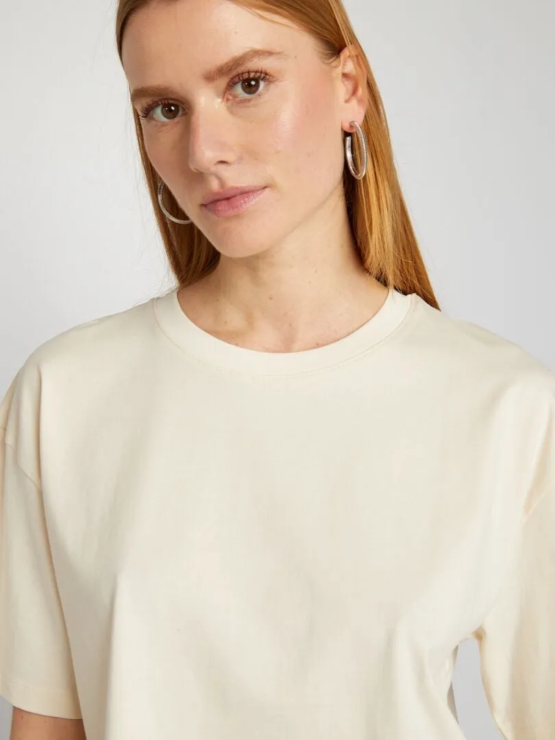 Camiseta oversize con cuello redondo - BLANCO