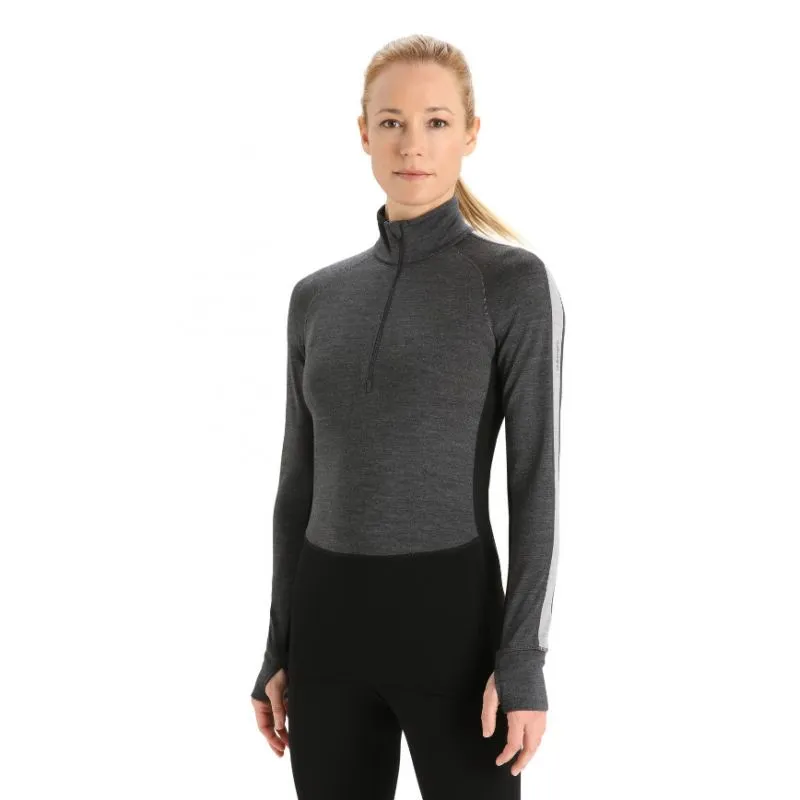 Camiseta técnica Icebreaker ZoneKnit 260 LS Half Zip (Jet heather/Black/Metro) Mujer