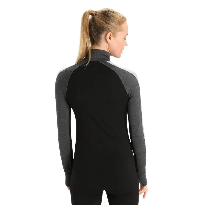 Camiseta técnica Icebreaker ZoneKnit 260 LS Half Zip (Jet heather/Black/Metro) Mujer