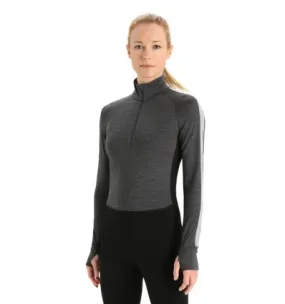 Camiseta técnica Icebreaker ZoneKnit 260 LS Half Zip (Jet heather/Black/Metro) Mujer