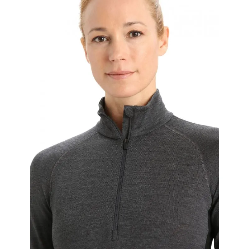 Camiseta técnica Icebreaker ZoneKnit 260 LS Half Zip (Jet heather/Black/Metro) Mujer