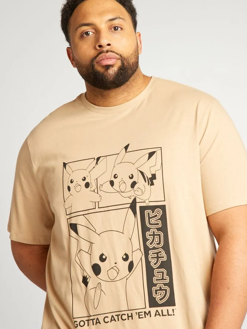 Camiseta 'Pokémon' con cuello redondo - BEIGE