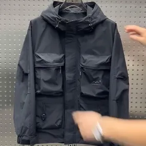 Chaqueta bombardera para hombres Manga larga Gabardina con capucha Chaqueta táctica militar Abrigos de invierno de otoño Cremall