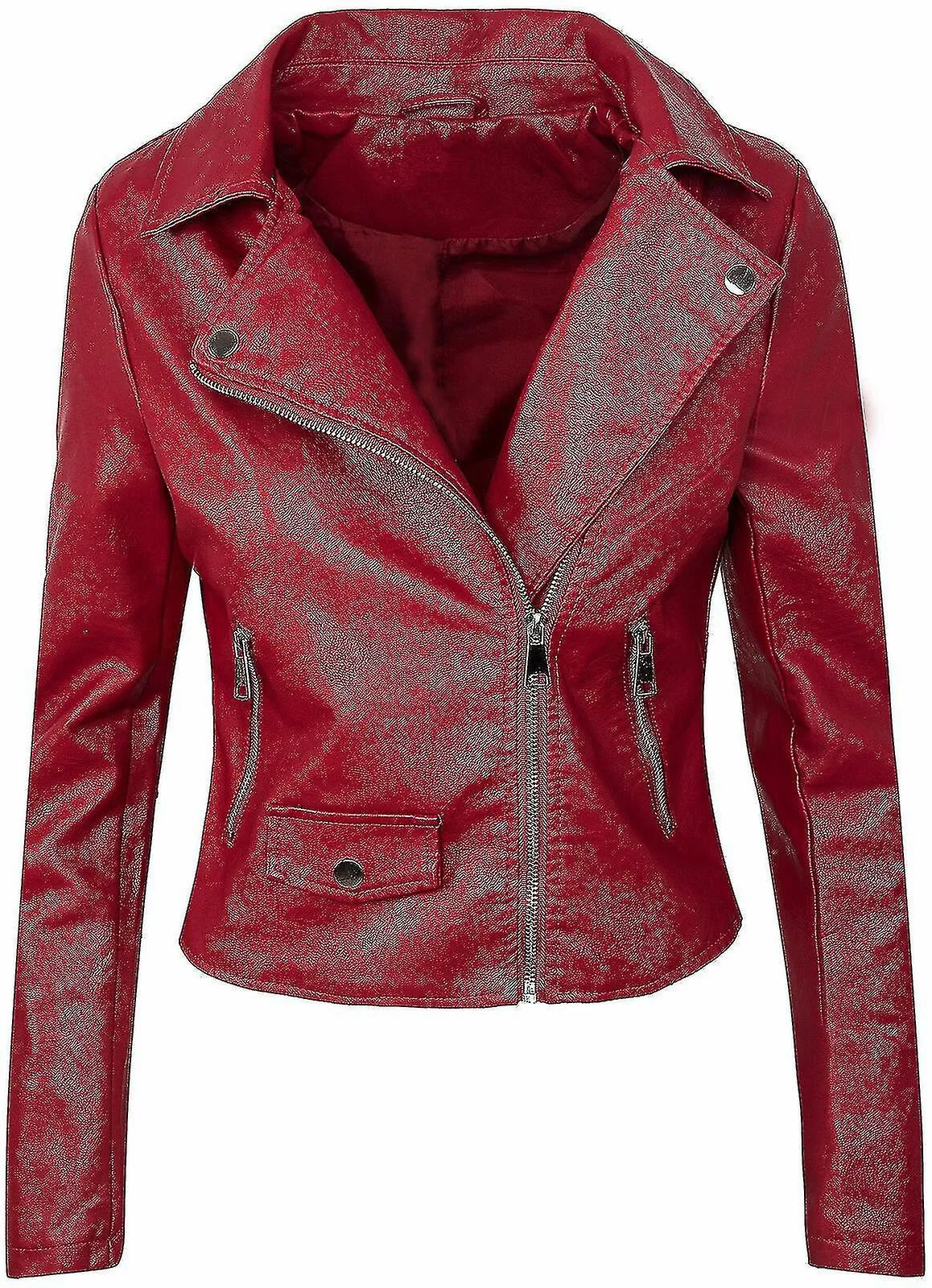 Chaqueta de motocicleta para mujer Chaqueta de cuero para mujer de estilo corto delgada para adelgazar Pu chaqueta de cuero A