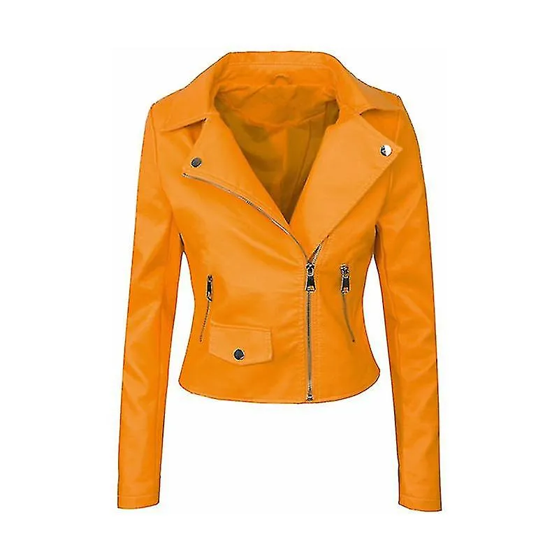 Chaqueta de motocicleta para mujer Chaqueta de cuero para mujer de estilo corto delgada para adelgazar Pu chaqueta de cuero A