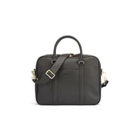 Chocolate Grained Men's leather satchel with shoulder strap