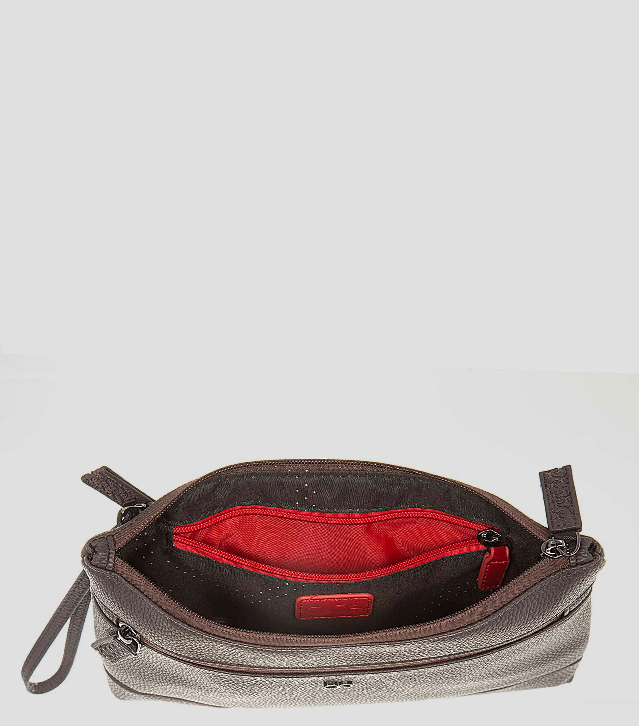 Clóe Bolso wristlet café con textura Hombre