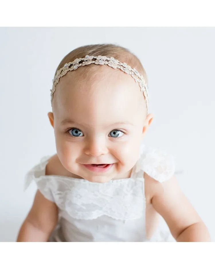 Diadema para bebés doble tira flor