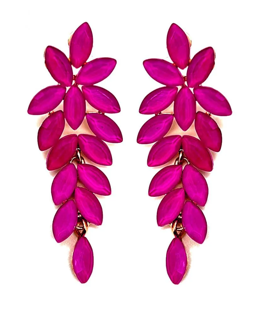 LARGOS PENDIENTES FUCSIAS PARA INVITADA DE BODA Y EVENTOS