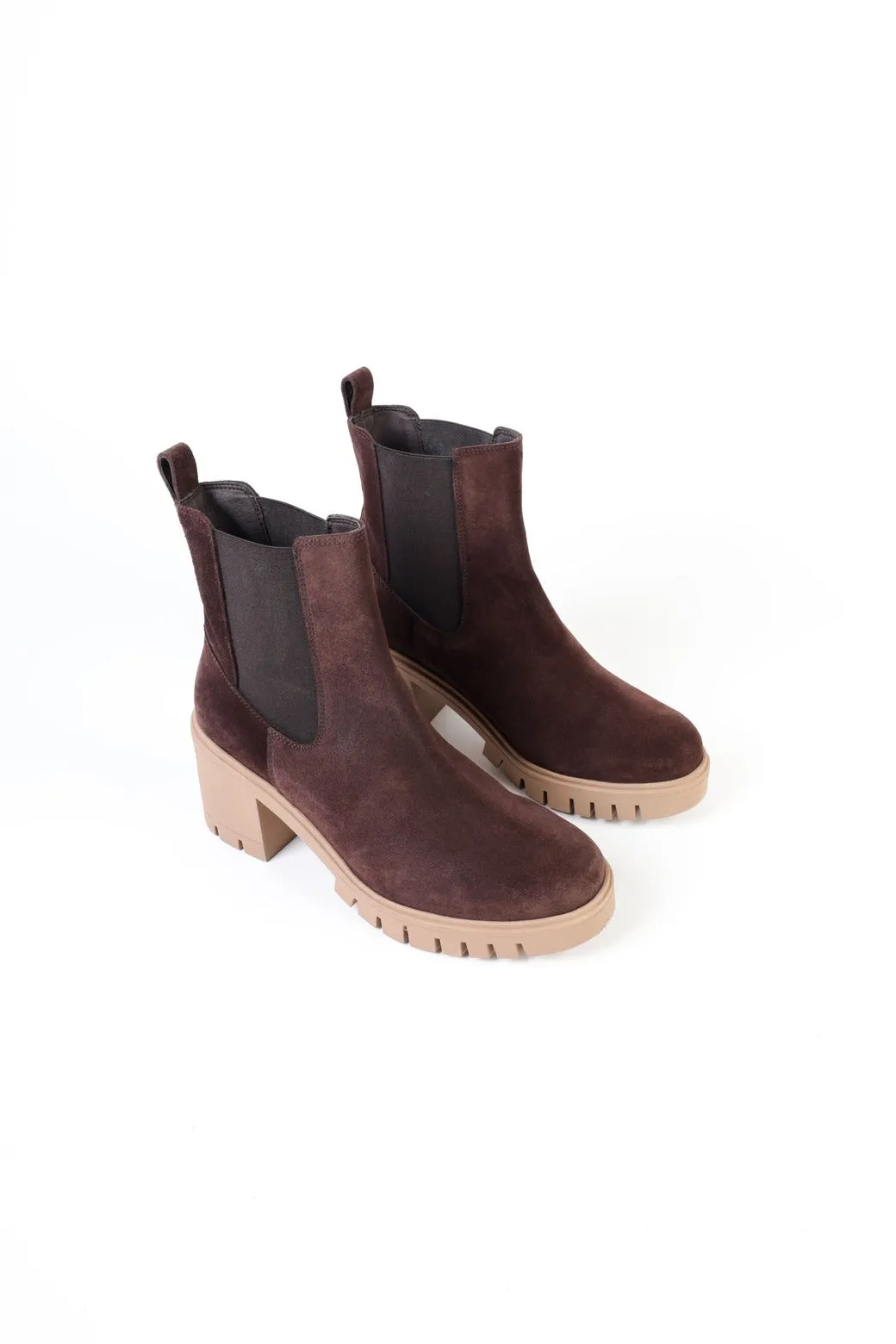 LIBY CHOCO - Heeled Boots with Elastic and Notched Sole