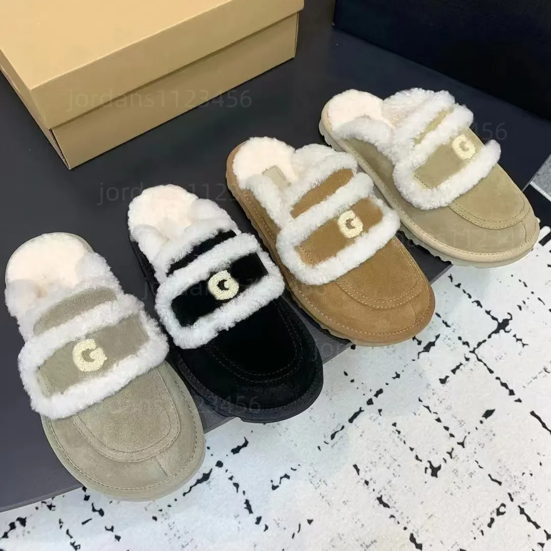 Luxury Fashion Casual Cotton Fur Winter Women Zapatos clásicos de lana Slippers de lujos de lujo Sandalias planas de interiores 