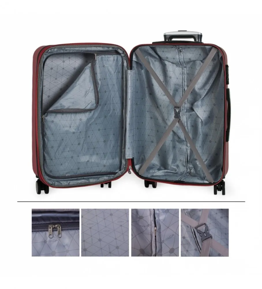 Maleta De Viaje Rígida 4 Ruedas Mediana Trolley 71260 Granate -65X42X26Cm-