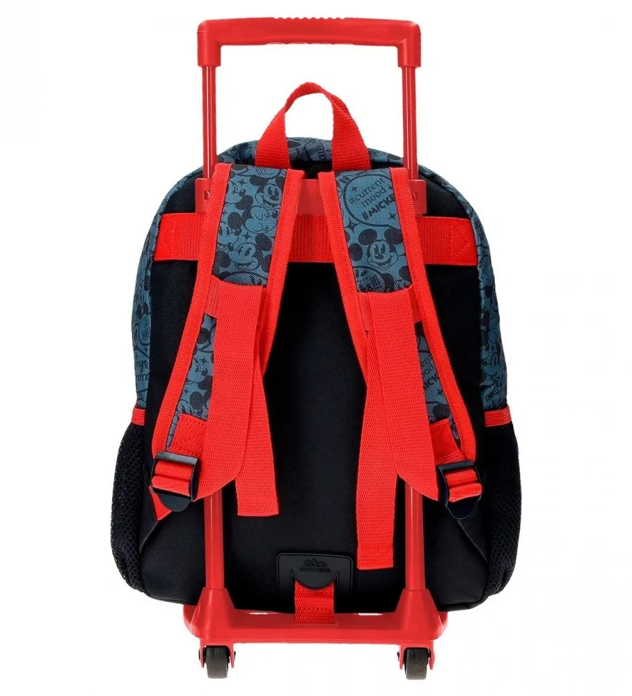 Mochila Mickey Get Moving 33cm con Carro rojo, azul -25x32x12cm-