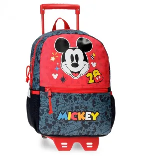 Mochila Mickey Get Moving 33cm con Carro rojo, azul -25x32x12cm-